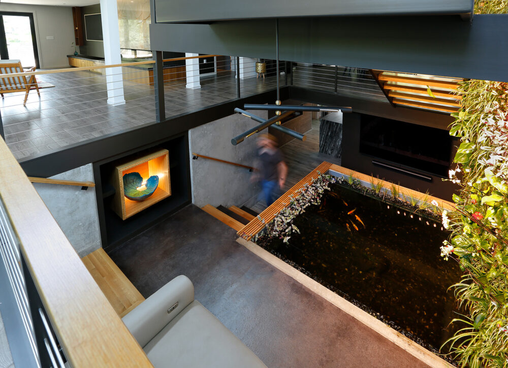 A view of the Koi pond.