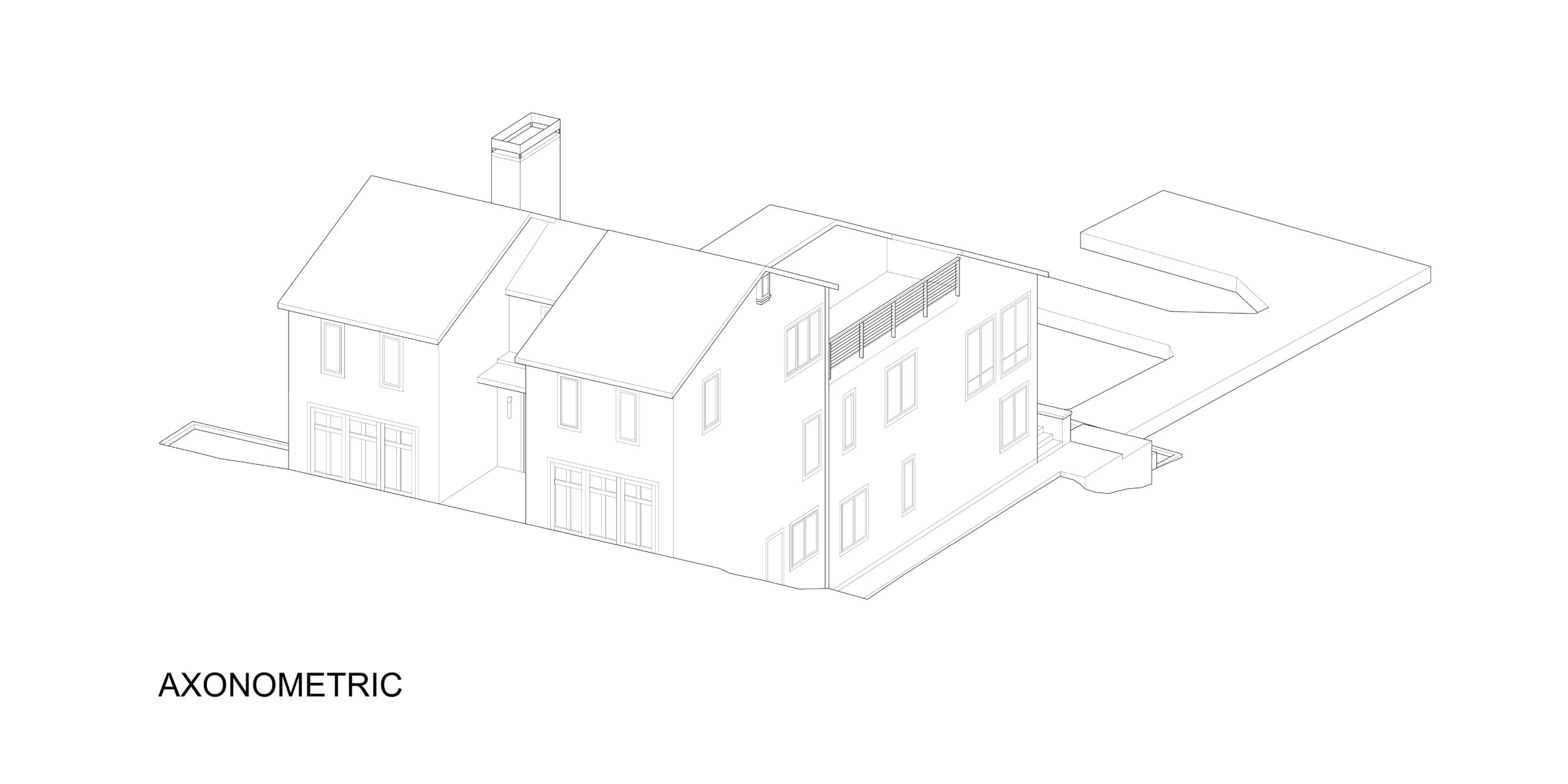 AXON FRONT_EDITED An axonometric drawing overview of the front of the building.