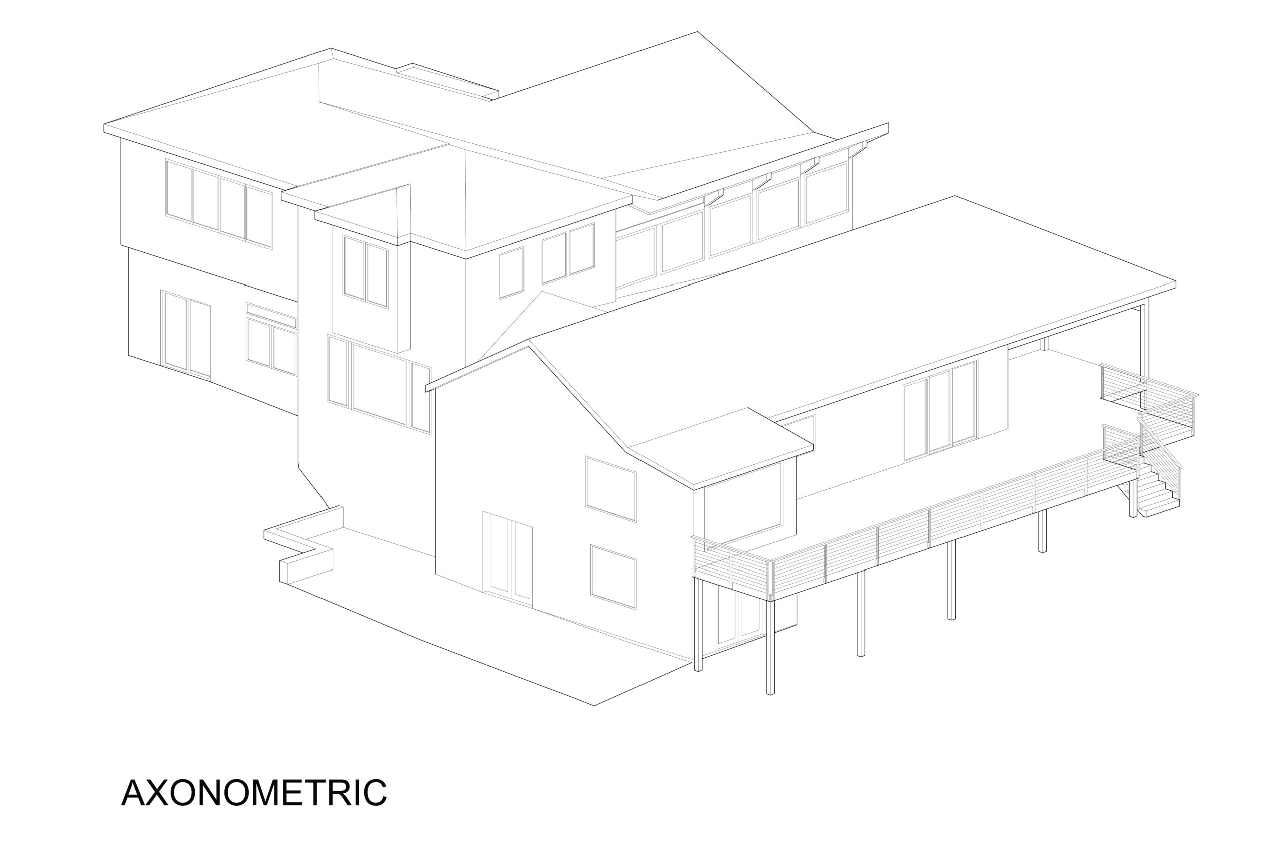 LIN LIU_AXON BACK_EDITED An axonometric drawing overview of the back of the building.