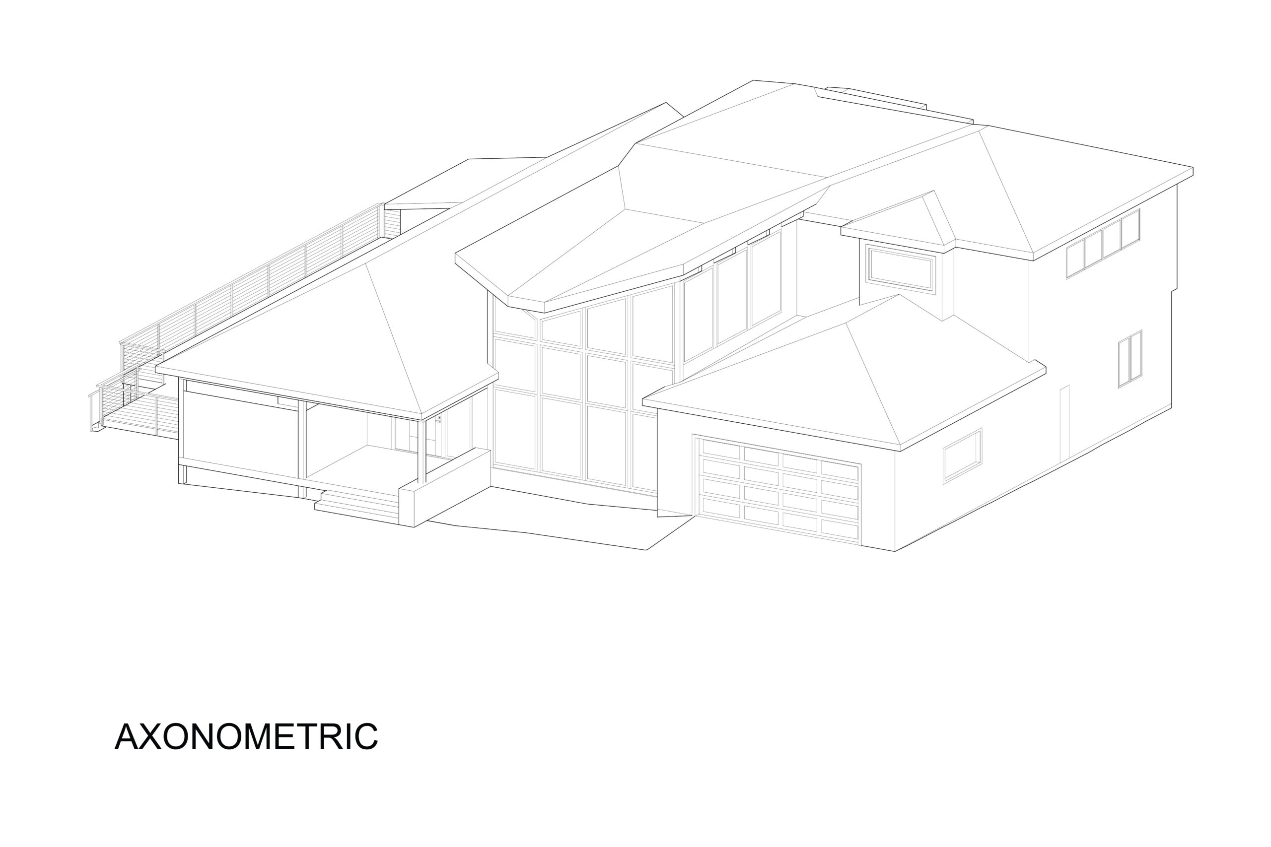 LIN LIU_AXON FRONT_EDITED An axonometric drawing overview of the front of the building.