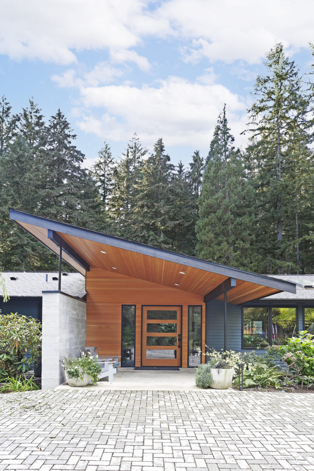 Direct view of the front door and entry porch.